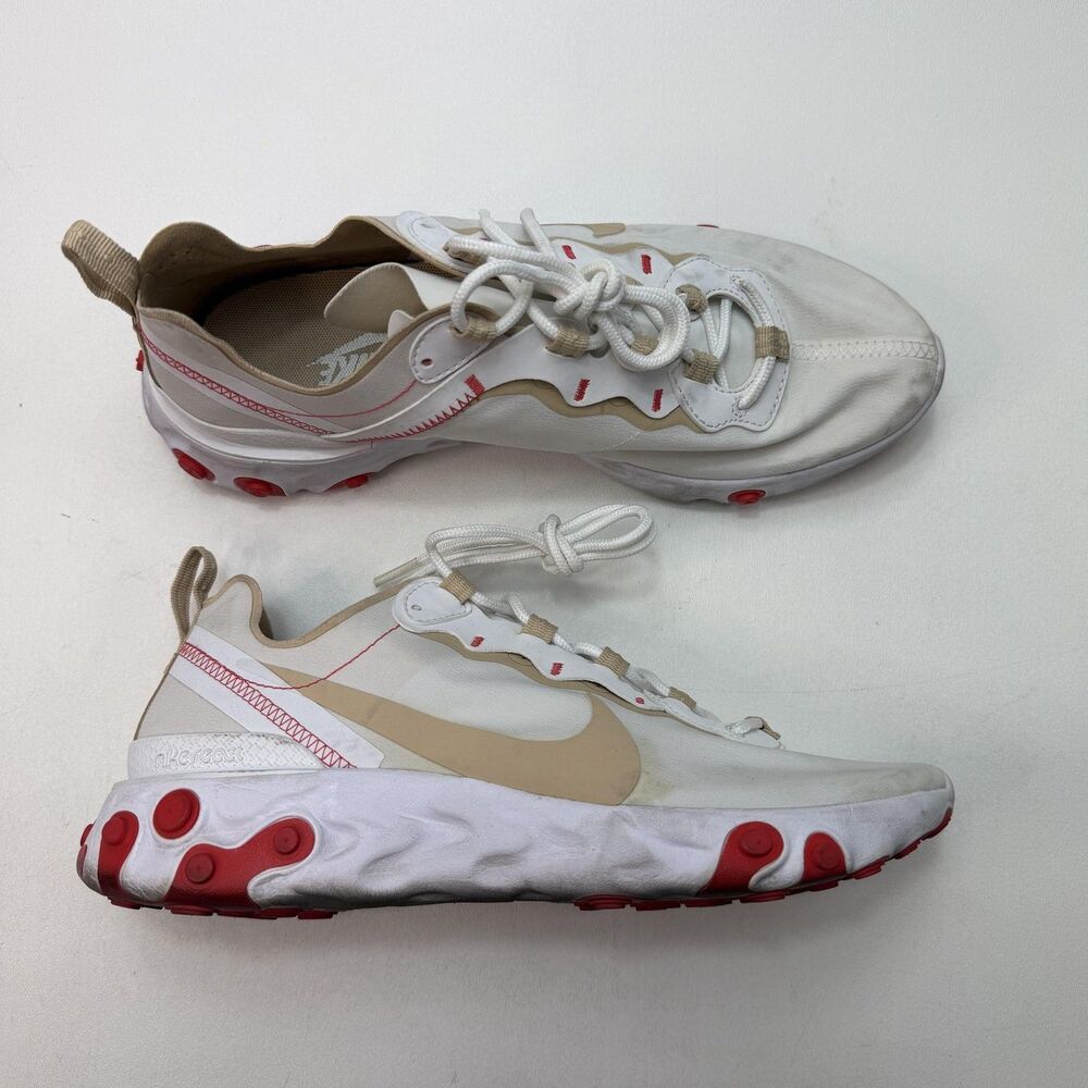 Nike React Element 55 Shoes Womens Size 6.5 White Red Running Sneakers Athletic
